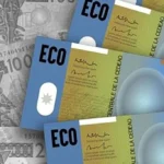 Illustration conceptuelle montrant la transition de la monnaie vers l'eco en Afrique de l'Ouest, représentant l'impact économique et financier