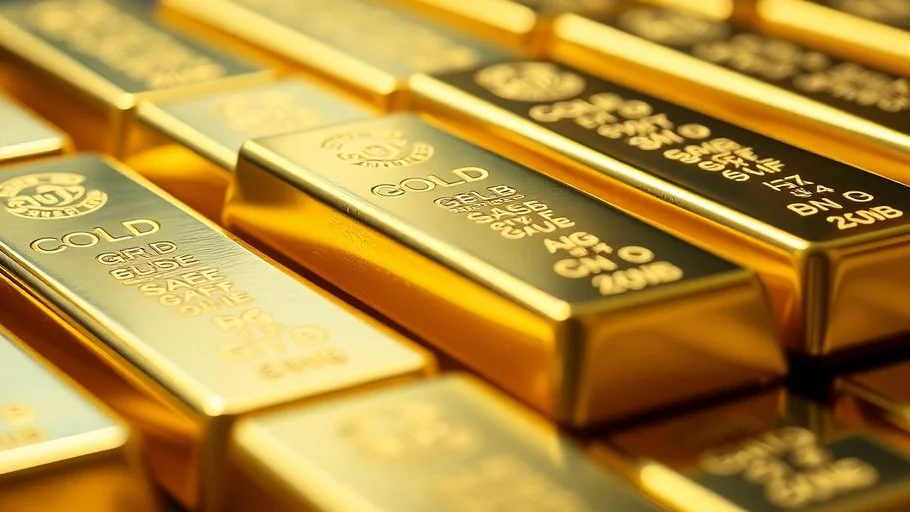 Lingots d'or raffinés brillants empilés les uns sur les autres