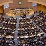 Bannière du siège de l'Union africaine à Addis-Abeba, Éthiopie